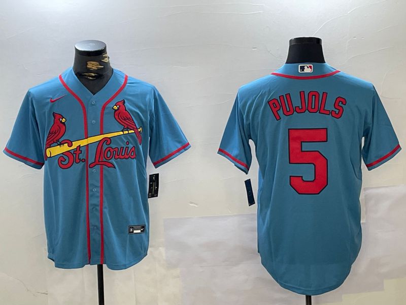 Men St.Louis Cardinals #5 Pujols Blue Game 2024 Nike MLB Jersey style 1